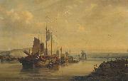 unknow artist A View of Junks on the Pearl River, oil painting on canvas